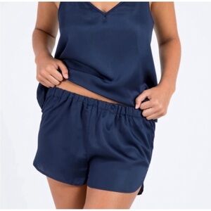 Ettitude Sateen Shortie 100% Bamboo Sleep Shorts Deep Ocean Blue Women’s Size XL